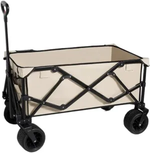 Portable Camping Cart,Foldable Beach Trolley Cart for Outdoor Camping and Picnics Self Driving Trailer for Spring Outings Hand Drawn Portable Cart for Campers and Hikers