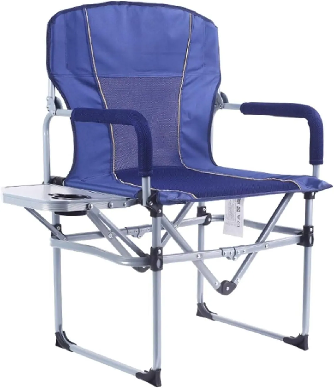 Portable Camping Chair with Side Table, Folding Beach Chair for Outdoor, Cup Holders Organizer, for Travel, Picnic, Fishing, and Camping
