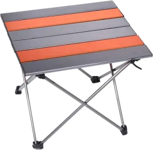 Portable Camping Folding Table, Outdoor Lightweight Camping Aluminum Table for Picnic Camp Boat Travel, Party Dining Camp Tables(Orange Sliver) (Large-27 Dx18 Wx16 H(68.5×46.5×40.5 cm))