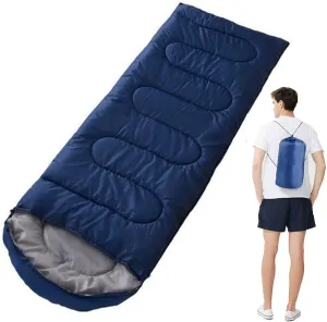 Portable Camping Sleeping Bag, 4 Seasons Cold Warm Weather Waterproof Lightweight with Compression Bag Camping Gear(Navy,0.7kg)