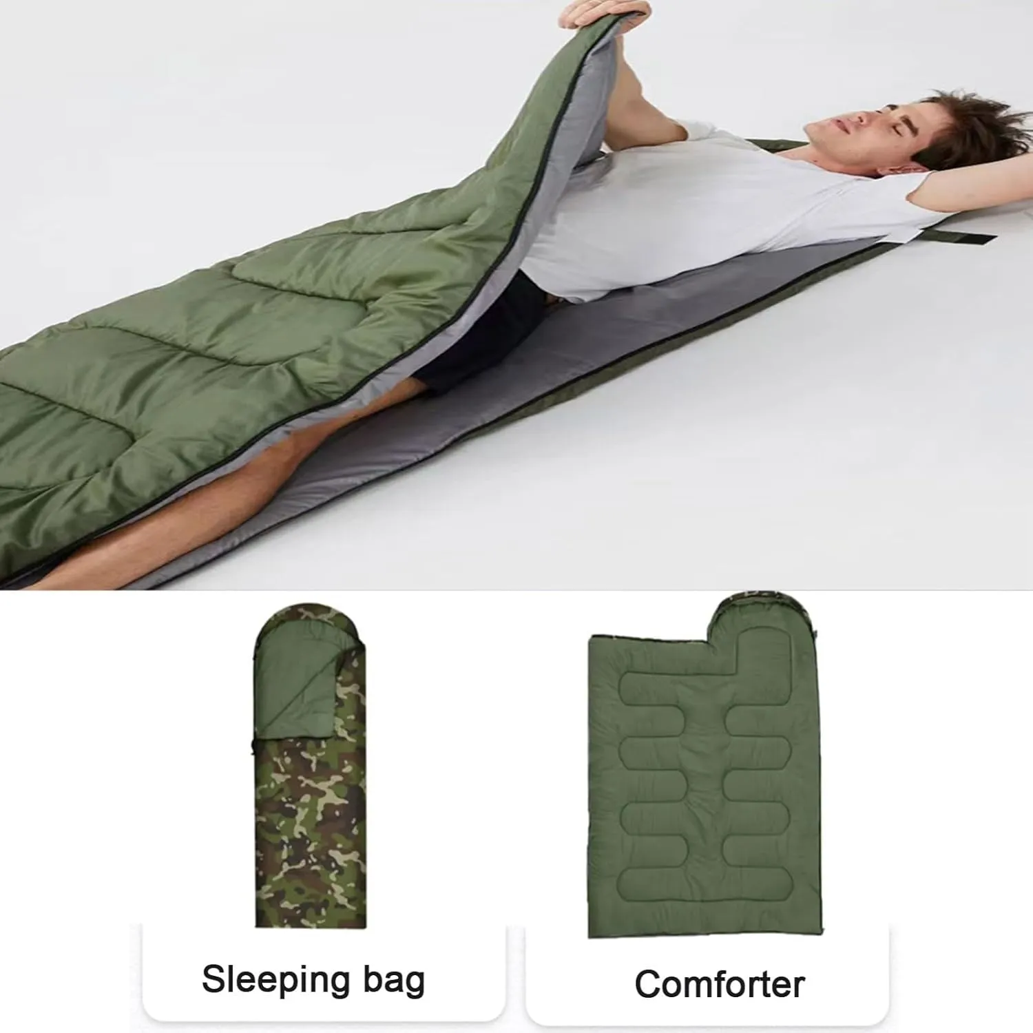 Portable Camping Sleeping Bag, 4 Seasons Cold Warm Weather Waterproof Lightweight with Compression Bag Camping Gear(Navy,0.7kg)