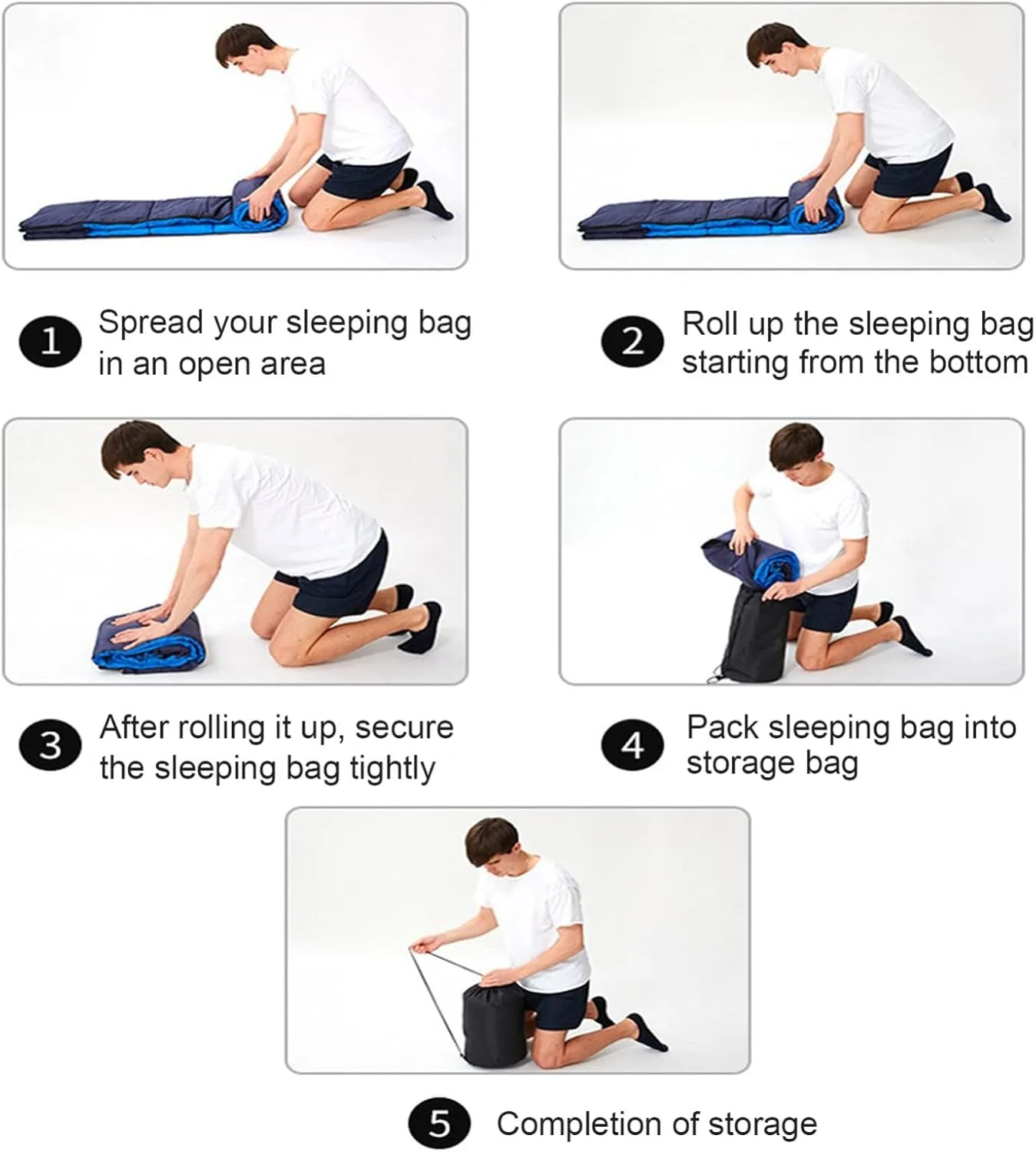 Portable Camping Sleeping Bag, 4 Seasons Cold Warm Weather Waterproof Lightweight with Compression Bag Camping Gear(Navy,0.7kg)