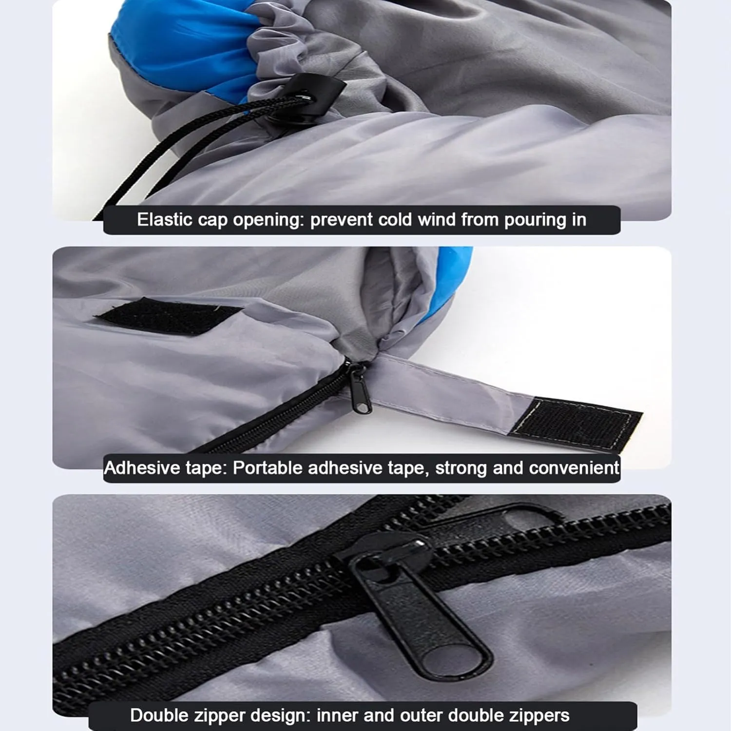 Portable Camping Sleeping Bag, 4 Seasons Cold Warm Weather Waterproof Lightweight with Compression Bag Camping Gear(Navy,0.7kg)