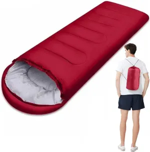 Portable Camping Sleeping Bag, 4 Seasons Cold Warm Weather Waterproof Lightweight with Compression Bag Camping Gear(Red,0.7kg)