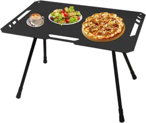 Portable Camping Table | Aluminum Alloy Lightweight Picnic Table | Camping Accessories, Adjustable Length, Camping Side Table for BBQ, Travel, Hiking, Tailgating