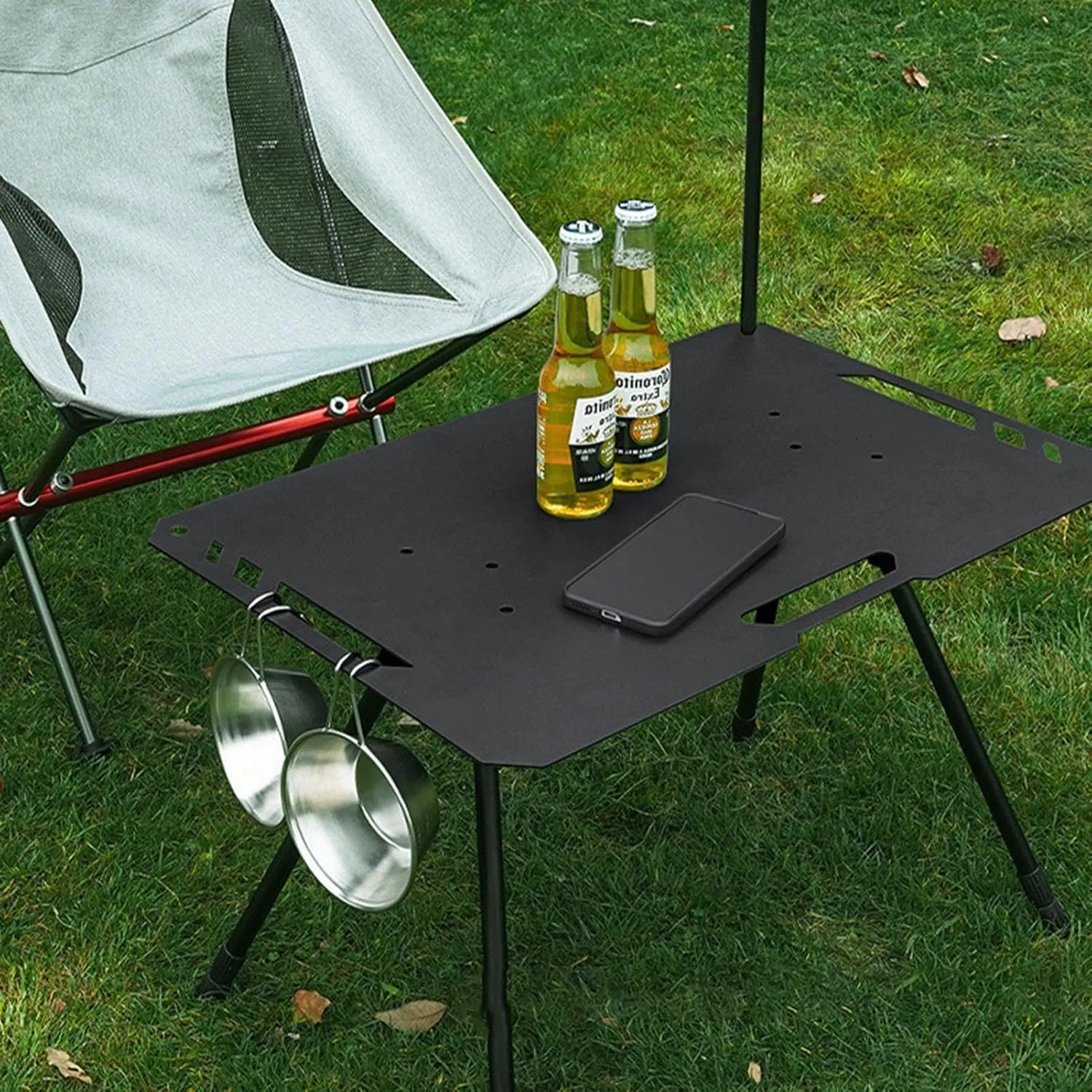 Portable Camping Table | Aluminum Alloy Lightweight Picnic Table | Camping Accessories, Adjustable Length, Camping Side Table for BBQ, Travel, Hiking, Tailgating