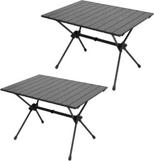 Portable Camping Table Aluminum Roll-Up Picnic Table Small Folding Camping Table Compact Structure Design with Storage Bag