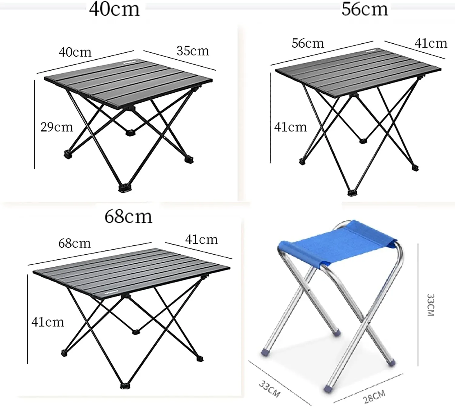 Portable Camping Table, Aluminum Tabletop Light Folding Table, for Dining, Cutting, Cooking, Picnic, Outdoor, Beach, Hiking, Fishing (Size : 40cm)