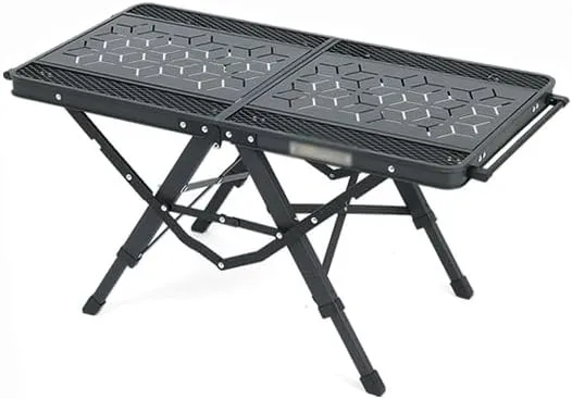 Portable Camping Table, Foldable Outdoor Table with Adjustable Height, Black