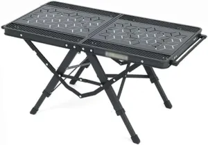 Portable Camping Table, Foldable Outdoor Table with Adjustable Height, Black