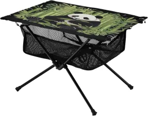 Portable Camping Table Foldable with Mesh Storage Lightweight Compact Camp Tent Side Table for Outside,Camping,Hiking,Tailgating,Panda