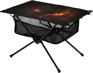 Portable Camping Table Foldable with Mesh Storage Lightweight Compact Camp Tent Side Table for Outside,Camping,Hiking,Tailgating,Red Eyes