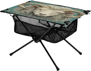 Portable Camping Table Foldable with Mesh Storage Lightweight Compact Camp Tent Side Table for Outside,Camping,Hiking,Tailgating,Sheep