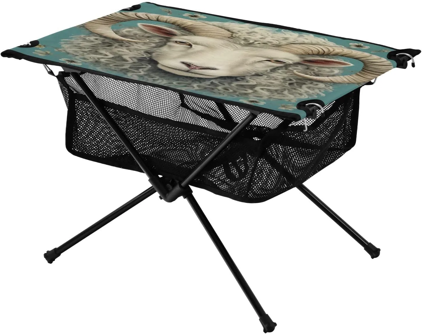 Portable Camping Table Foldable with Mesh Storage Lightweight Compact Camp Tent Side Table for Outside,Camping,Hiking,Tailgating,Sheep