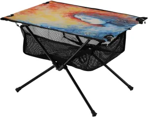 Portable Camping Table Foldable with Mesh Storage Lightweight Compact Camp Tent Side Table for Outside,Camping,Hiking,Tailgating,Space Galaxy Girl