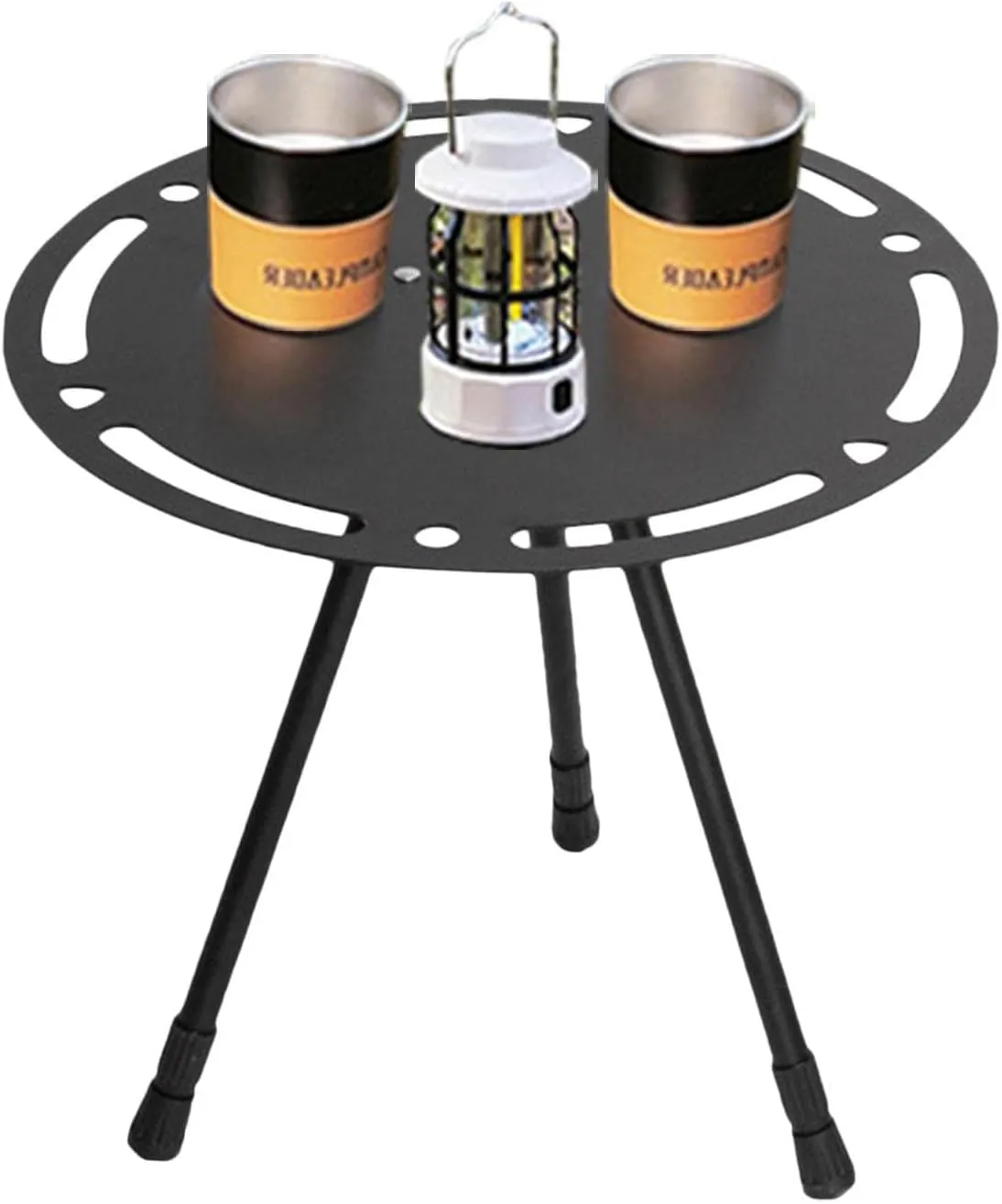 Portable Camping Table, Round Aluminum Picnic Table, Easy to Install, Height Adjustable, with Storage Bag, Camping Table for Beach, Hiking, Camping./Ferrous/Hollow Aluminum Surface