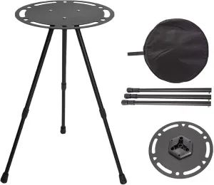 Portable Camping Table, Triangular Leg Design Aluminum Picnic Table Round, Easy Installation Height Adjustable Camp Table with Storage Bag, Lightweight Camping Tables for Beaches, Hiking, Climbin