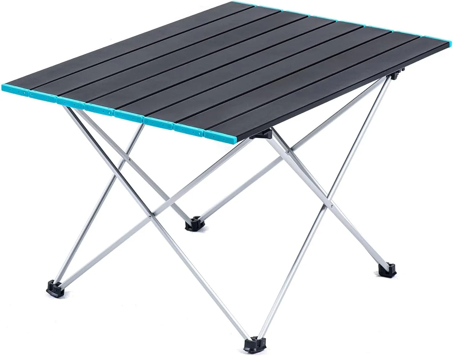 Portable Camping Table with Aluminum Table Top, Ultralight Small Folding Camping Side Table with Carry Bag, Roll Up Dining Table for BBQ, Picnic, Cooking, Beach, Hiking, Fishing