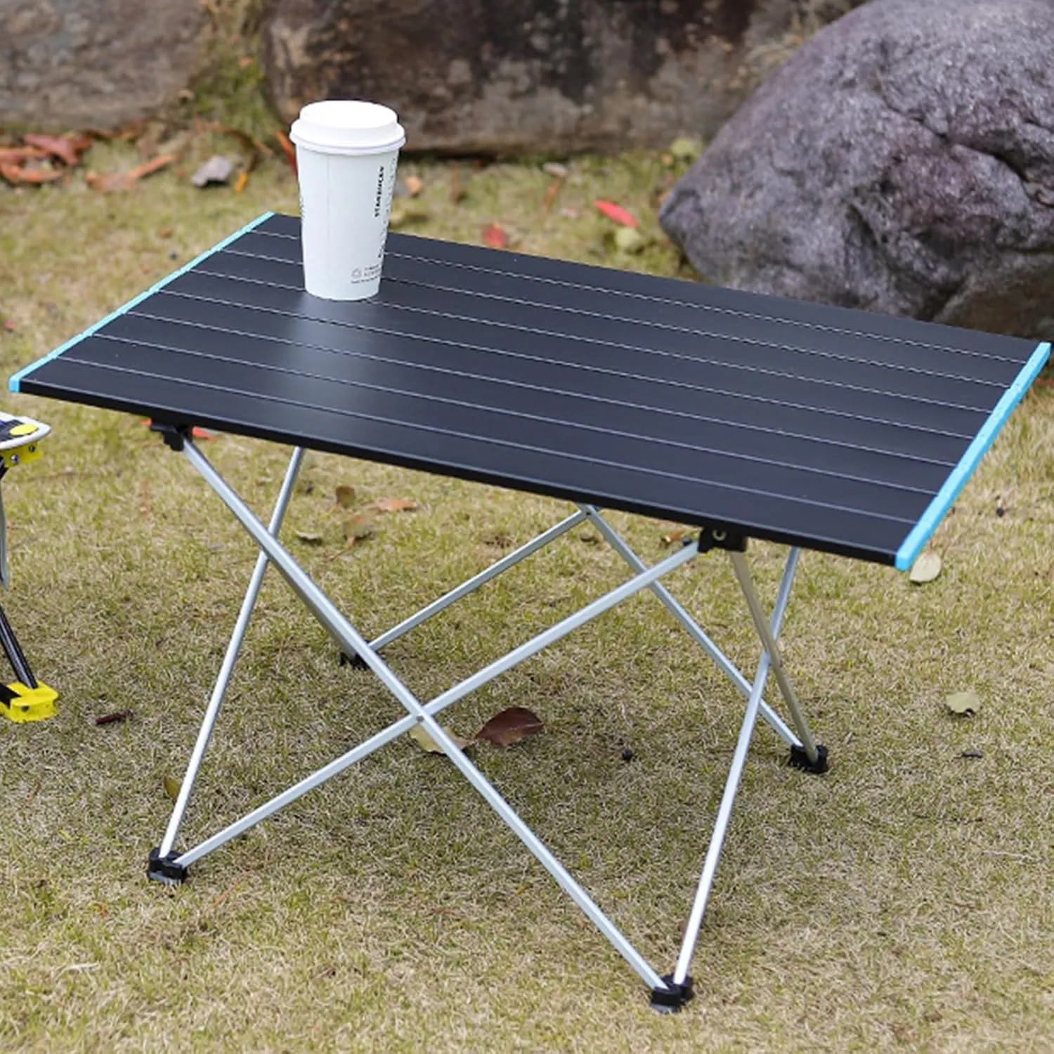 Portable Camping Table with Aluminum Table Top, Ultralight Small Folding Camping Side Table with Carry Bag, Roll Up Dining Table for BBQ, Picnic, Cooking, Beach, Hiking, Fishing