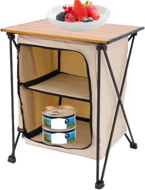 Portable Camping Table with Storage Shelf, Heavy Duty Ultralight Foldable Beach Table Quick Set-up Aluminum Camp Table for Hiking Picnic, Grill, Hiking, Fishing, Sand, Camping