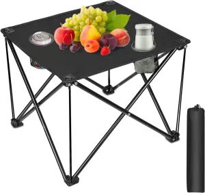 Portable Camping Table,Folding Camp Table,Lightweight Waterproof Canvas Beach Tables for Outside with 2 Cup Holders & Carry Bag for Camping, Picnic, Beach, Fishing, Travel and Outdoor RV
