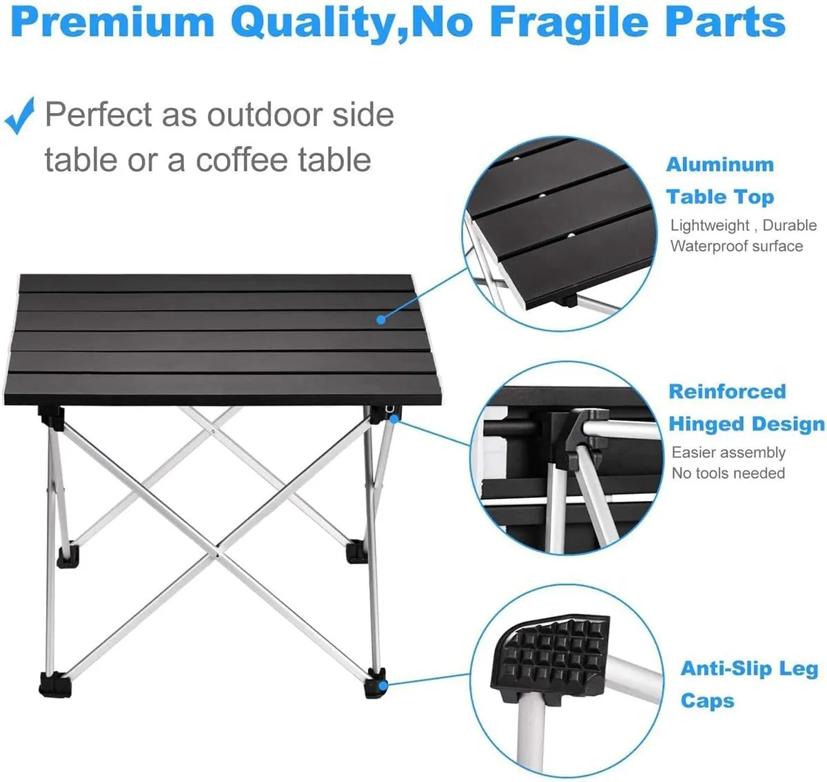 Portable Camping Tables Aluminum Roll up Table Small Folding Table for Camping Hiking Picnic Fishing BBQ (22.05"x15.94"x15.75")
