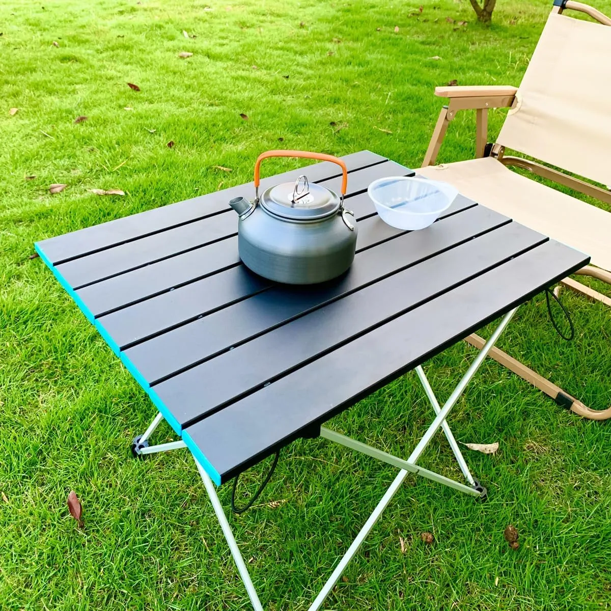 Portable Camping Tables Aluminum Roll up Table Small Folding Table for Camping Hiking Picnic Fishing BBQ (22.05"x15.94"x15.75")
