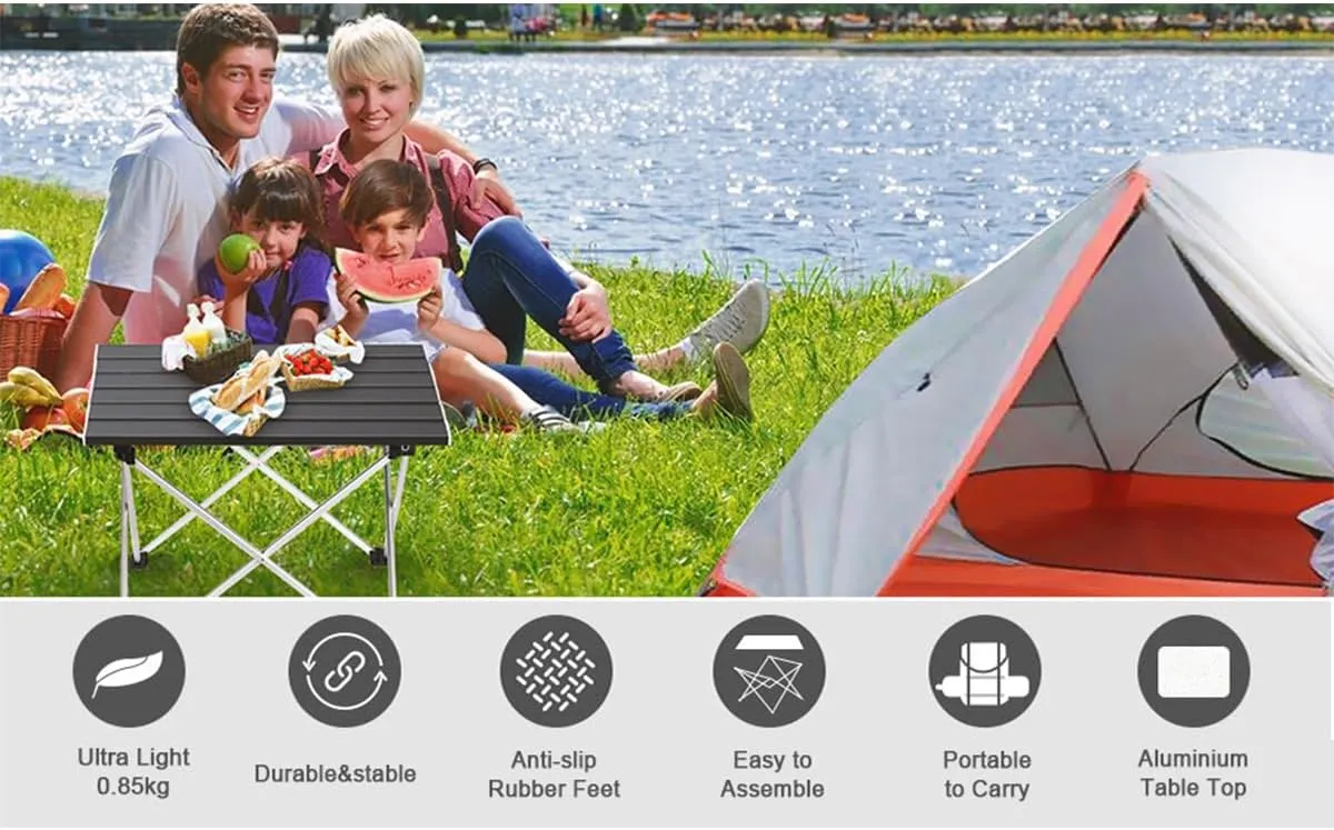 Portable Camping Tables Aluminum Roll up Table Small Folding Table for Camping Hiking Picnic Fishing BBQ (22.05"x15.94"x15.75")