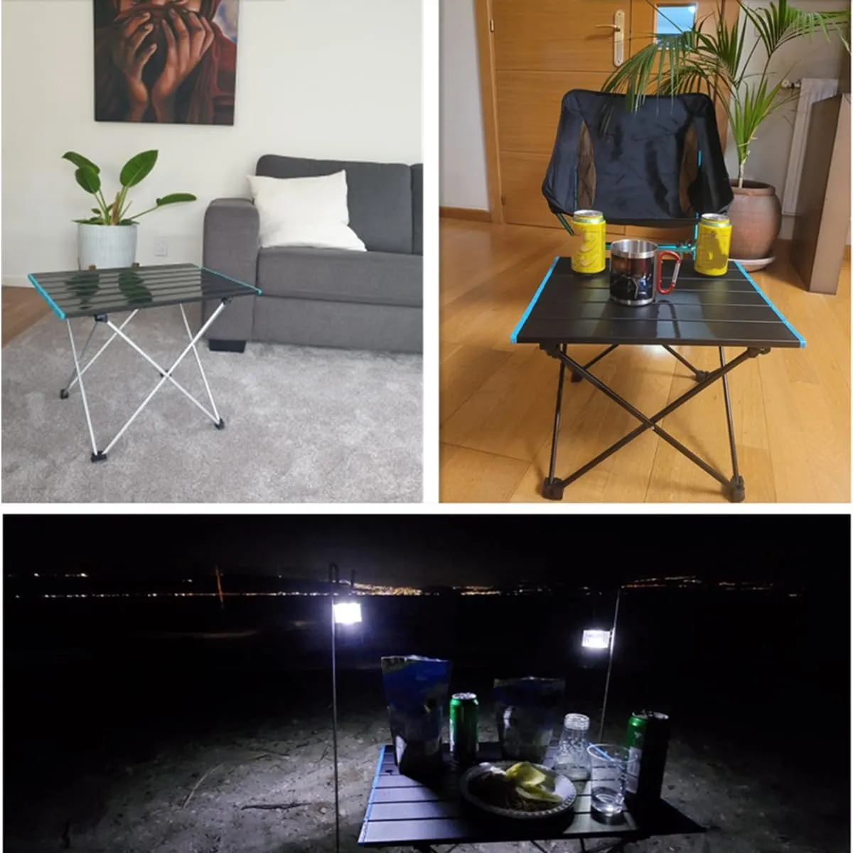 Portable Camping Tables Aluminum Roll up Table Small Folding Table for Camping Hiking Picnic Fishing BBQ (22.05"x15.94"x15.75")