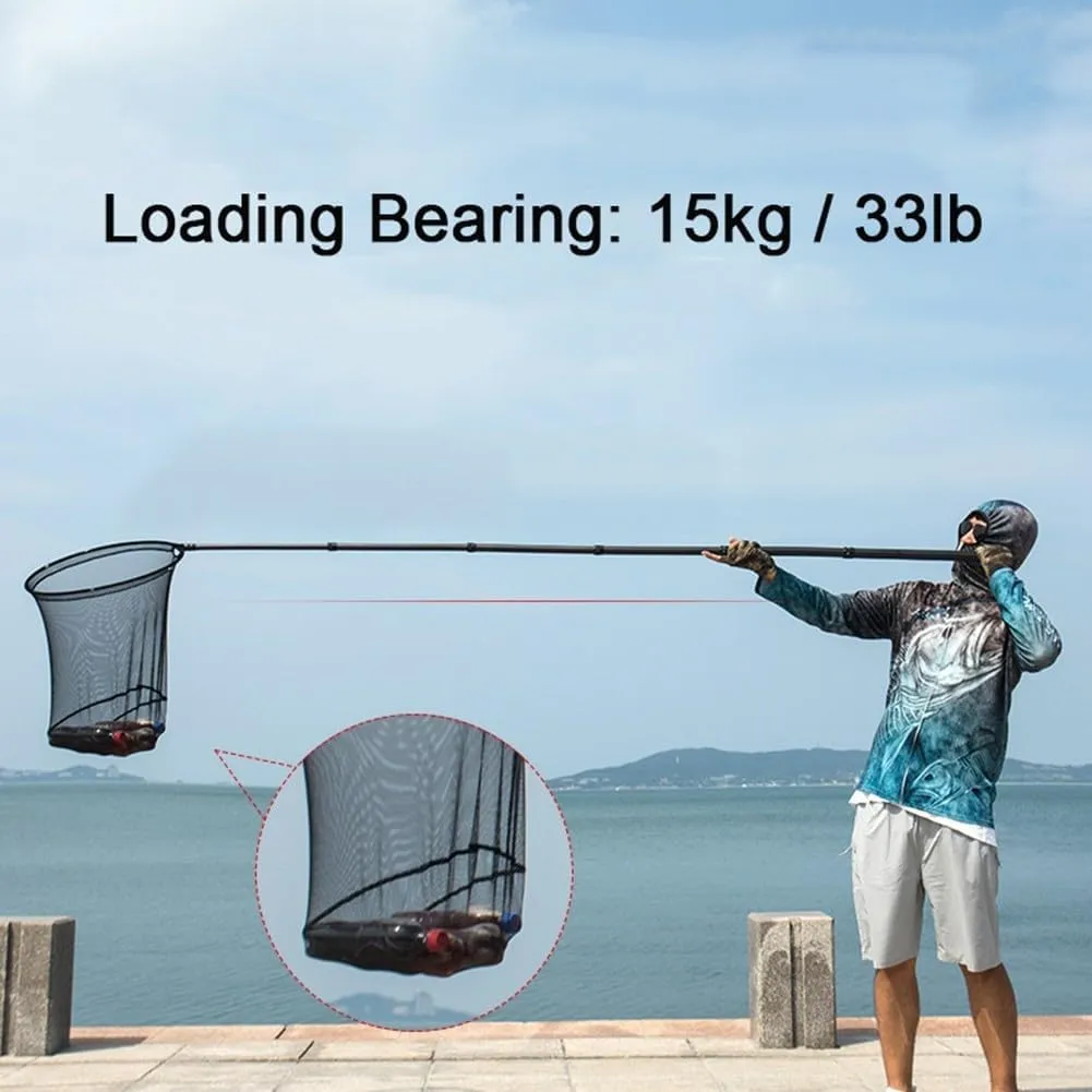 Portable Carbon Fiber Telescoping Fishing Landing Net Rod Fish Handle Collapsible Pole Carbon Fiber Fishing Net Long Handle (Loading Bearing: 15Kg / 33Lb)-1.7m