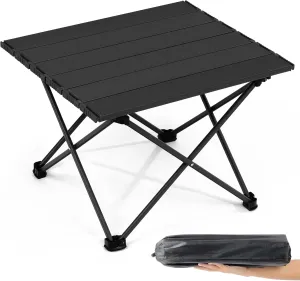 Portable Collapsible Beach Table, Foldable Roll Up Camping Table, Small Lightweight Aluminum Folding Table for Outdoor Camp Tent Festival RV Travel