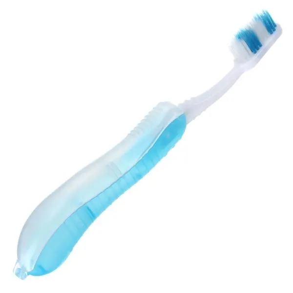 Portable Foldable Toothbrush Travel Hiking Camping Dental Care Light Blue