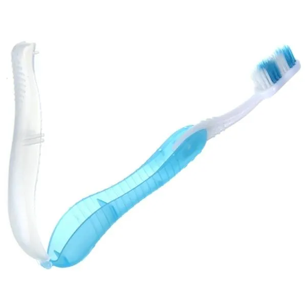 Portable Foldable Toothbrush Travel Hiking Camping Dental Care Light Blue