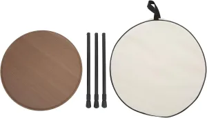 Portable Folding Camping Round Table Aluminum Alloy Foldable Triangular Bracket Design for Outdoor Camping Picnics (Wood Grain Color)