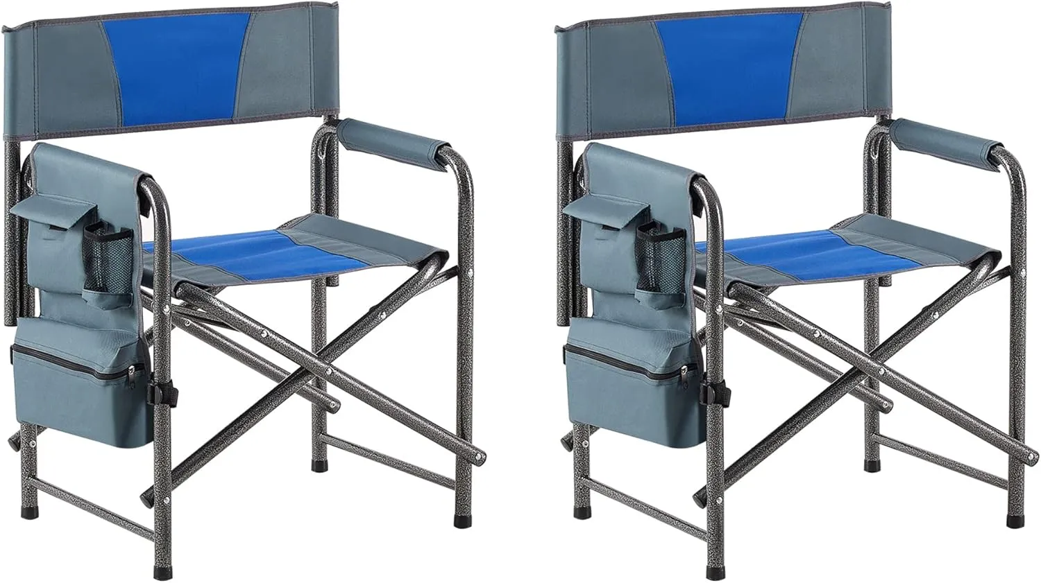 Portable Folding Camping Table and Chair Set, Aluminum Frame, Oxford Cloth Seat with Side Table, Three Color Options（A Table with Two Chairs） (Blue)