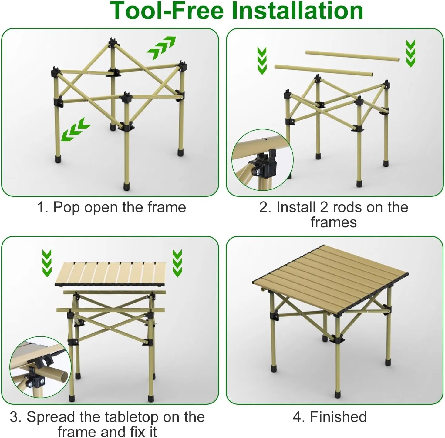 Portable Folding Camping Table, Lightweight Roll-up Outdoor Table with Carry Bag, Collapsible Picnic Table for Camping, Beach, BBQ, Hiking, Foldable & Sturdy Camping Furniture, S Size
