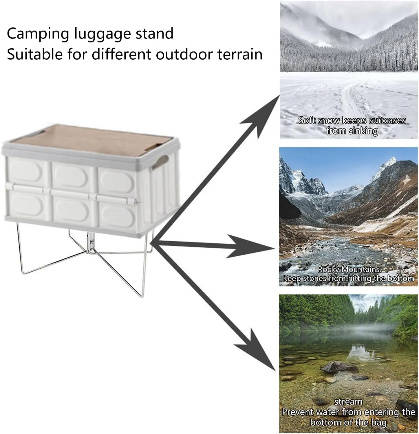 Portable Folding Coolers Stand Camping Foldable Metal Stand Storage Box Brackets Outdoor Picnics Accessories Enduring