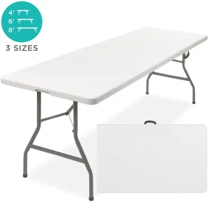 Portable Folding Dining w/ Cutting-edge software Table First-time buyer discount Lock Handle, 8ft Plastic