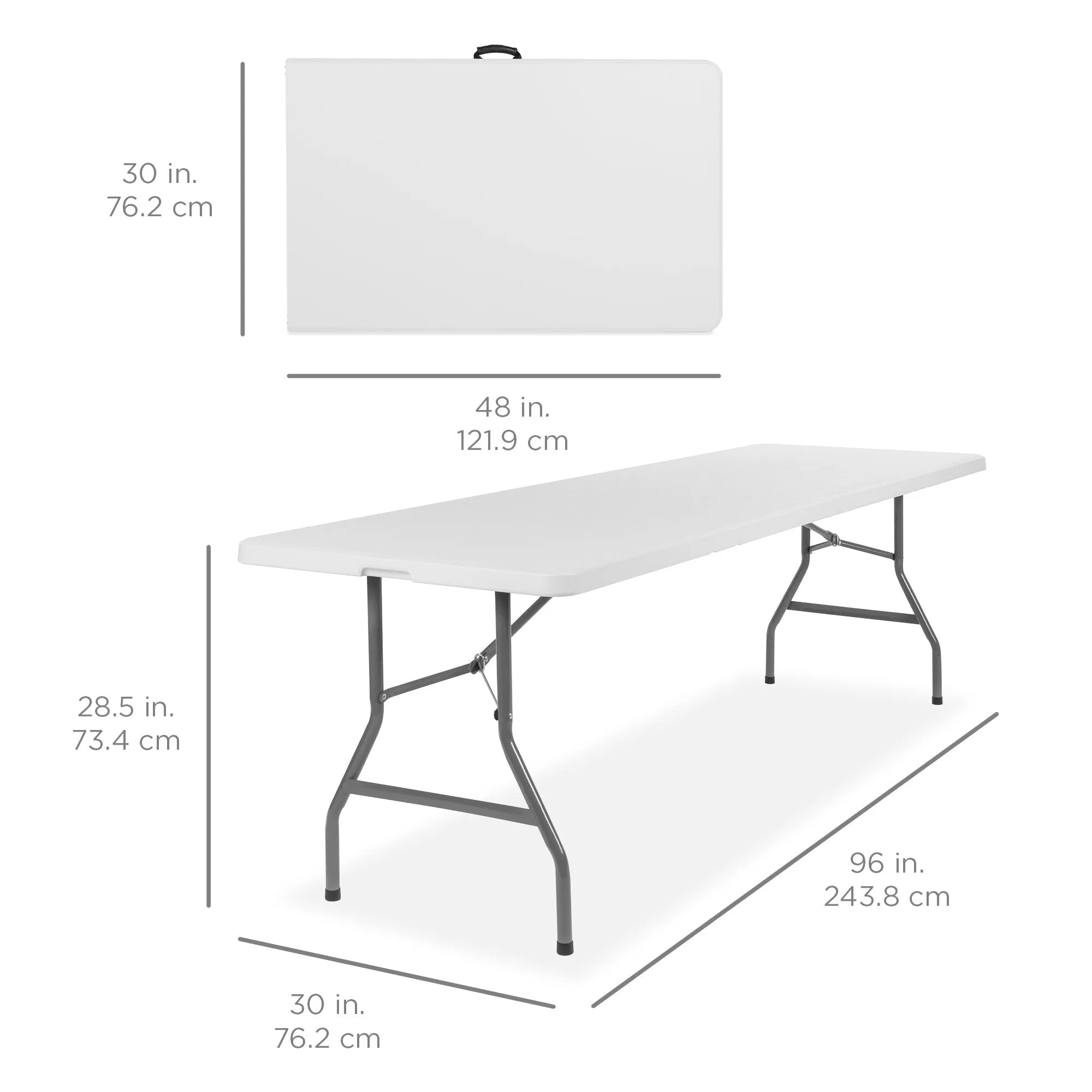 Portable Folding Dining w/ Cutting-edge software Table First-time buyer discount Lock Handle, 8ft Plastic