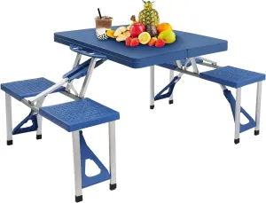 Portable Folding Picnic Table,Outdoor Dining Table,Folding Table and Chair,Kid's Picnic Table,Heavy Duty Camping Picnic Tables,with Umbrella Hole,for Outdoor, Party, Garden, Beach, Backyard (Blue)