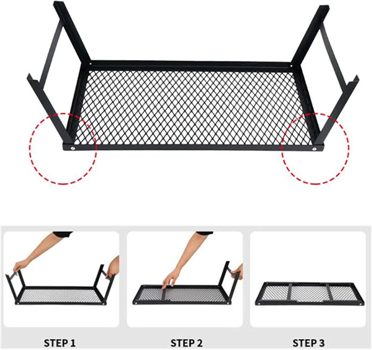 Portable Folding Table，Camping Table, Portable Table, Small Folding Table, Small Picnic Table, Foldable Table, Height-Adjustable Table Net, Suitable for Outdoor, Camping, Picnic/Black/55*30*1