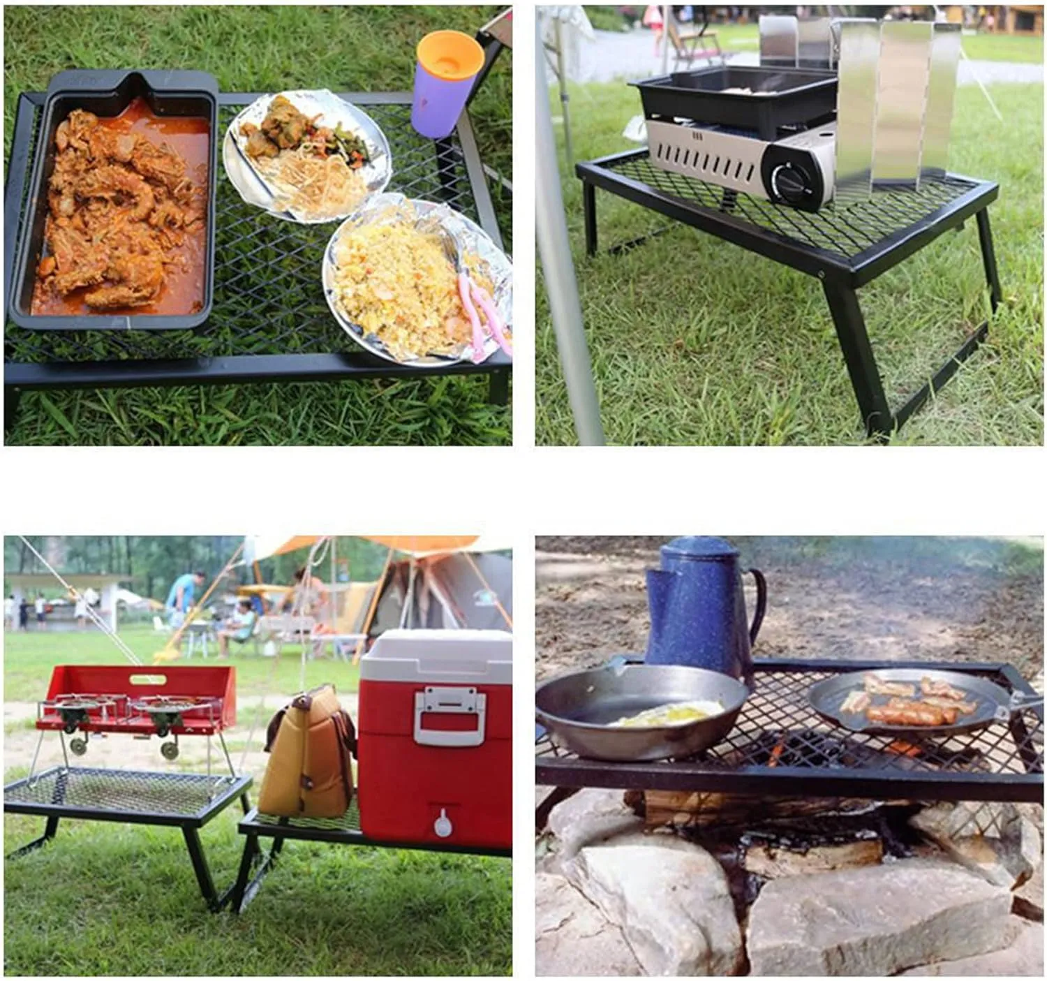 Portable Folding Table，Camping Table, Portable Table, Small Folding Table, Small Picnic Table, Foldable Table, Height-Adjustable Table Net, Suitable for Outdoor, Camping, Picnic/Black/55*30*1