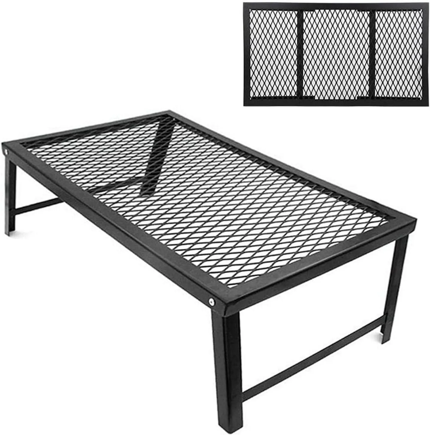 Portable Folding Table，Camping Table, Portable Table, Small Folding Table, Small Picnic Table, Foldable Table, Height-Adjustable Table Net, Suitable for Outdoor, Camping, Picnic/Black/55*30*1
