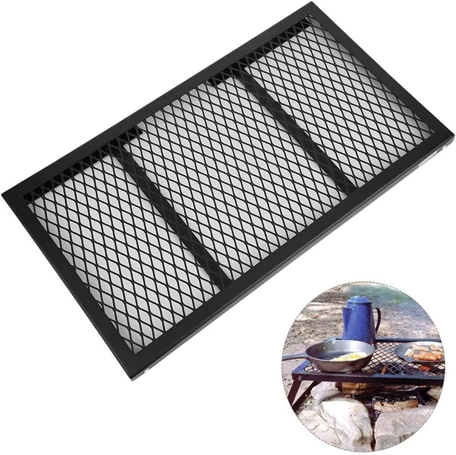 Portable Folding Table，Camping Table, Portable Table, Small Folding Table, Small Picnic Table, Foldable Table, Height-Adjustable Table Net, Suitable for Outdoor, Camping, Picnic/Black/55*30*1
