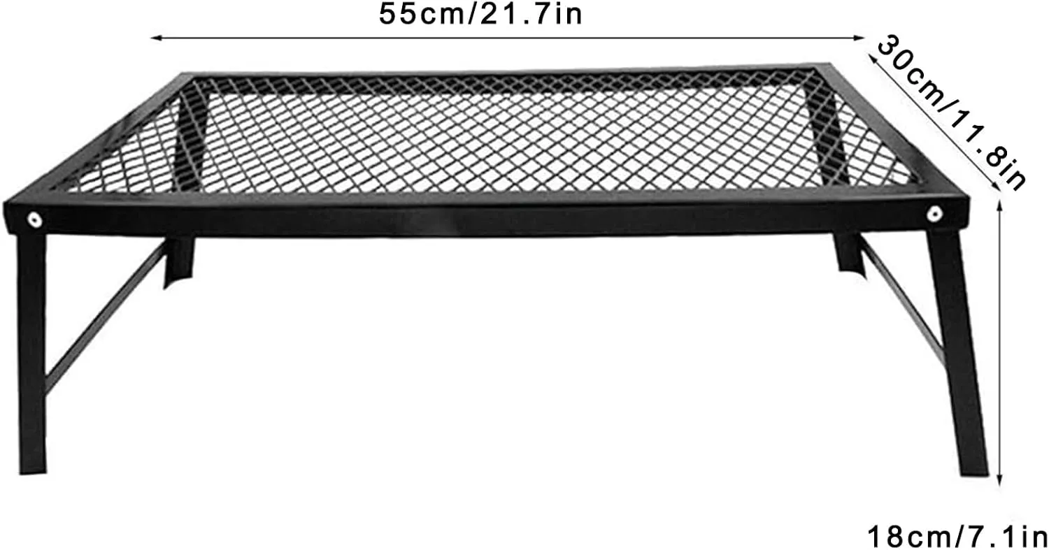 Portable Folding Table，Camping Table, Portable Table, Small Folding Table, Small Picnic Table, Foldable Table, Height-Adjustable Table Net, Suitable for Outdoor, Camping, Picnic/Black/55*30*1