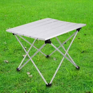 Portable Outdoor Camping Table with High Strength Aluminum Alloy Frame, Foldable Desk Table for Picnic Hiking Fishing Garden Barbecue, Lightweight with Sturdy Nylon (Aluminum
