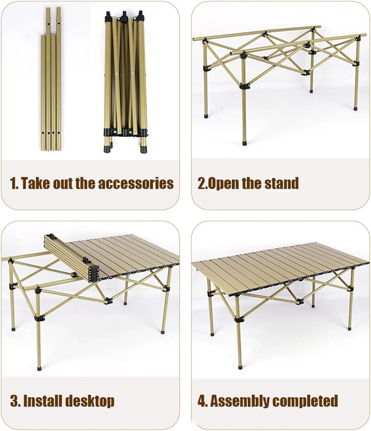 Portable Outdoor Picnic Table and airs, Aluminum Foldable Camping Table air Set Lightweight Roll-up Table Top Folding Table Casual air for Patio Garden Hiking