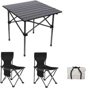 Portable Outdoor Picnic Table and airs, Aluminum Foldable Camping Table air Set Lightweight Roll-up Table Top Folding Table Casual air for Patio Garden Hiking