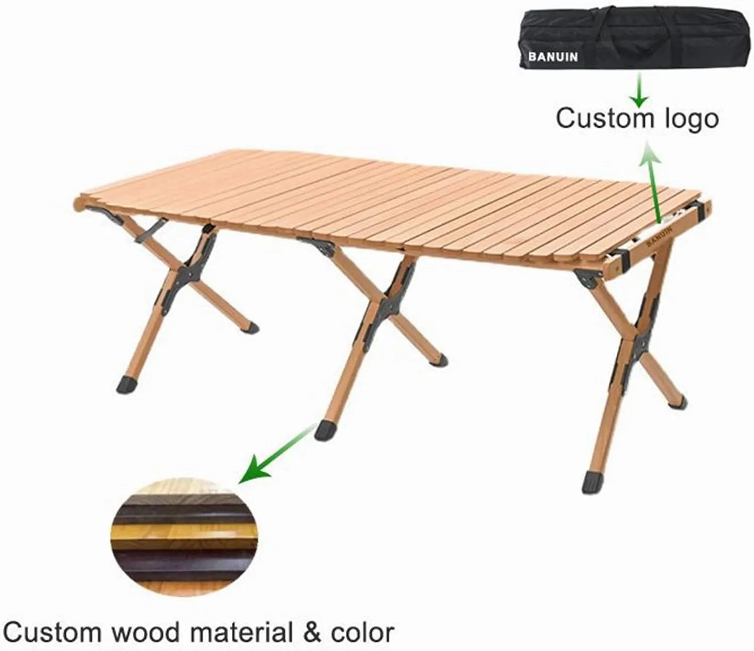 Portable Picnic Table, Folding Wooden Camping Table with Bag,Camping Barbecue Self Driving Picnic Table for Outdoor& Indoor, Beach, Patio, Yard (A 90x59.5x45cm)