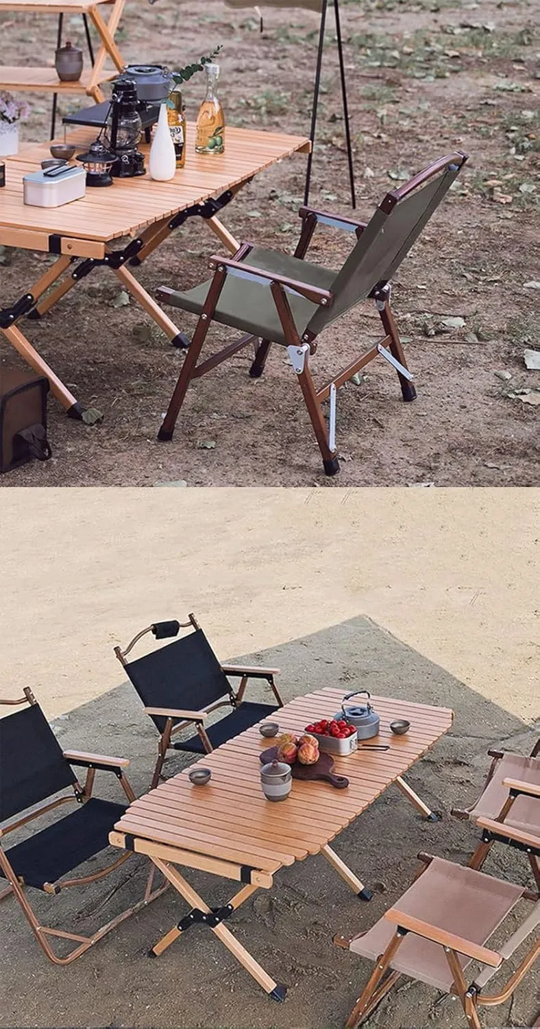 Portable Picnic Table, Folding Wooden Camping Table with Bag,Camping Barbecue Self Driving Picnic Table for Outdoor& Indoor, Beach, Patio, Yard (A 90x59.5x45cm)